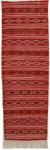 Couloir Kilim CKL03 fond Rouge motif geometrique simple Tissé à la main pure laine kilim artisanal Tunisien