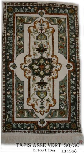 Tapis ASSE Fond  ROUGE  Nouée à la Main Pure Laine  tapis 30/30 (90 mille nœuds)   